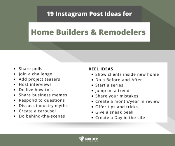 19 Instagram Post Ideas for Home Builders & Remodelers