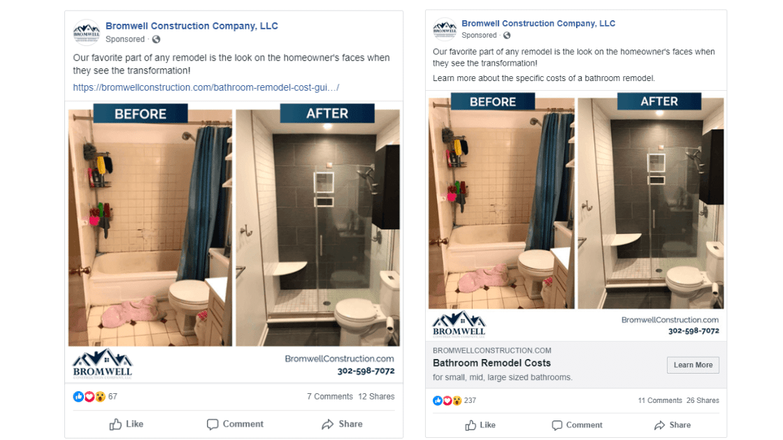 Before and After Photography Facebook Ad for Remodeler