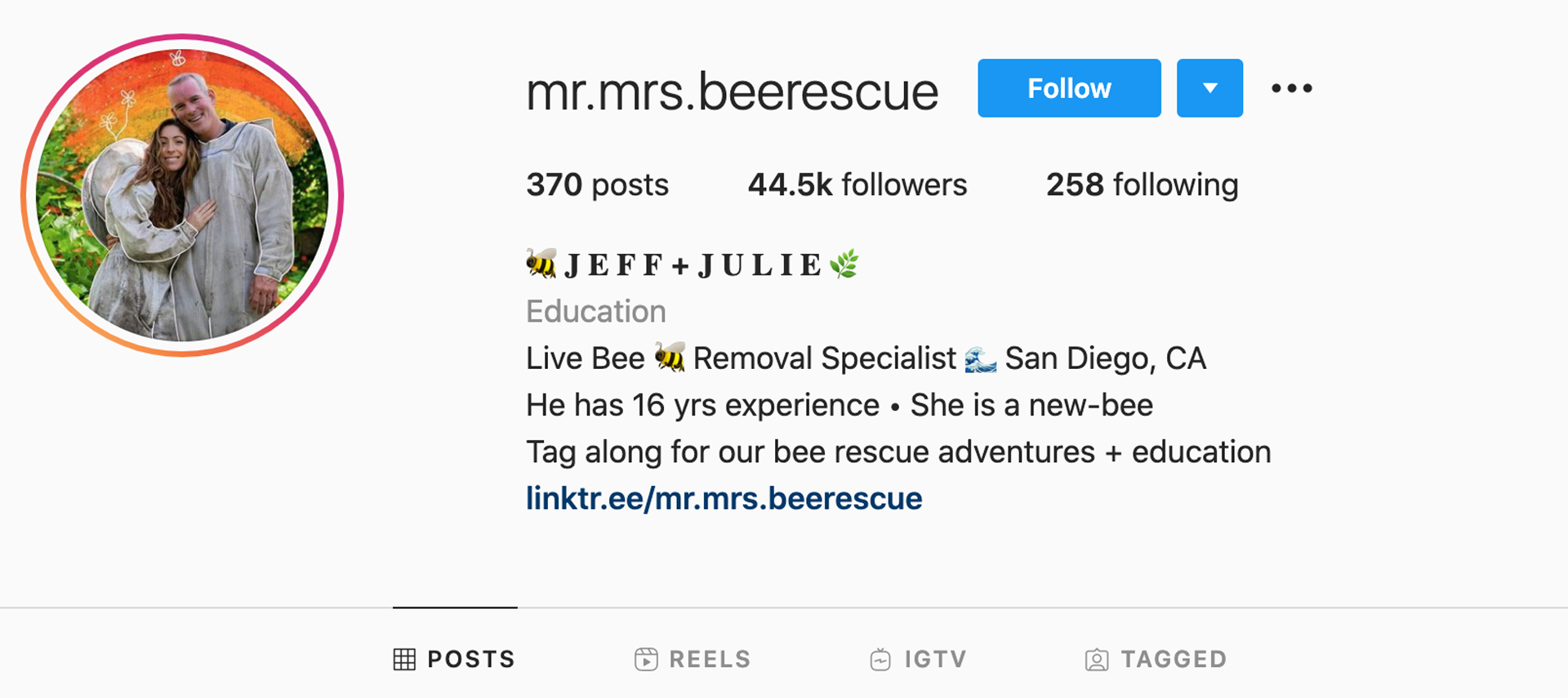 mr-mrs-bee-rescue-instagram-profile