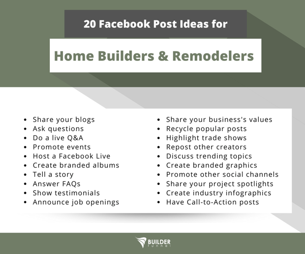 20 Facebook Post Ideas for Home Builders & Remodelers