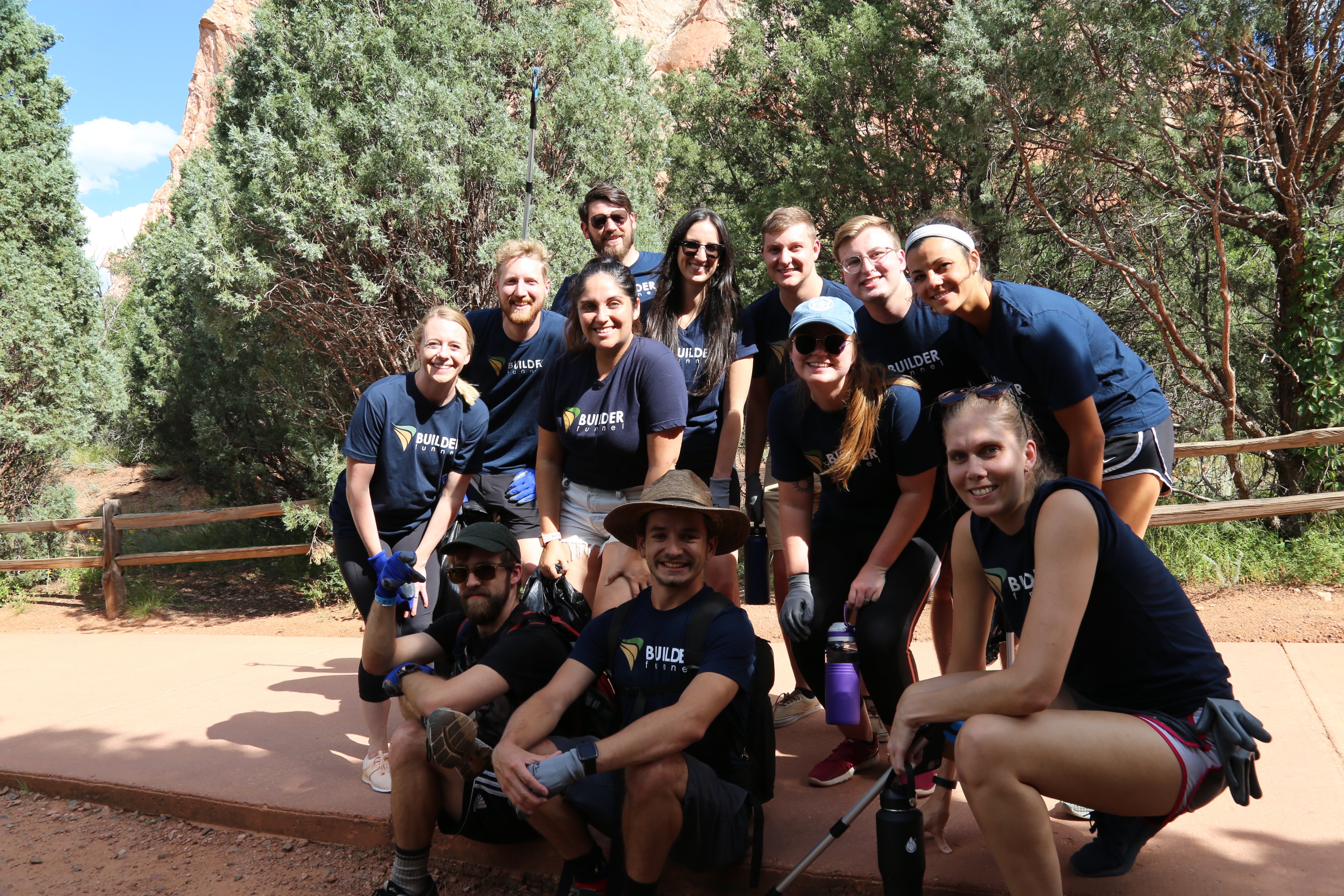 Builder Funnel Team picking up trash at their adopted trail in Garden of the Gods