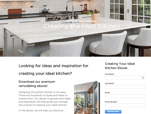 Kitchen eBook Landing Page