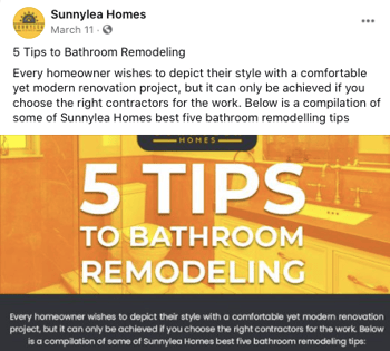 Facebook Post Idea for Remodelers, Contractors, and Home Builders - Insider Information